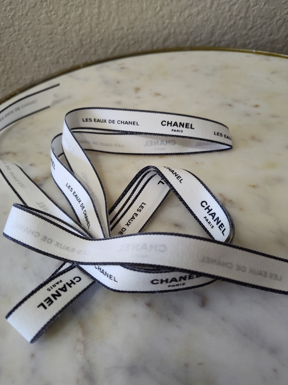 Rare CHANEL Les Eaux de CHANEL Boutique Ribbon 2 Yards White Black 0.5” Wide - Picture 3 of 4